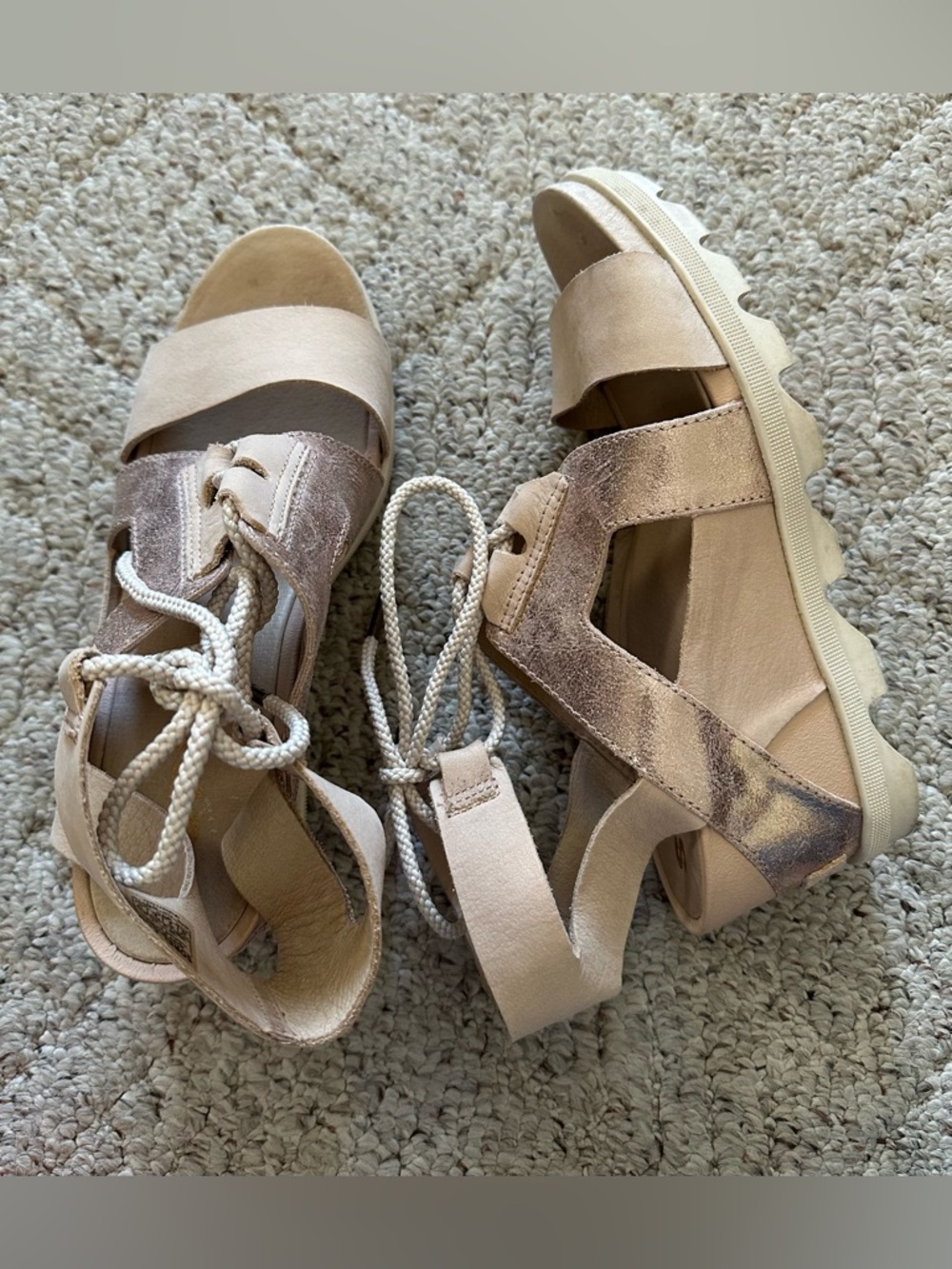 Sorel Joanie II Ankle Lace Natural Tan Wedges